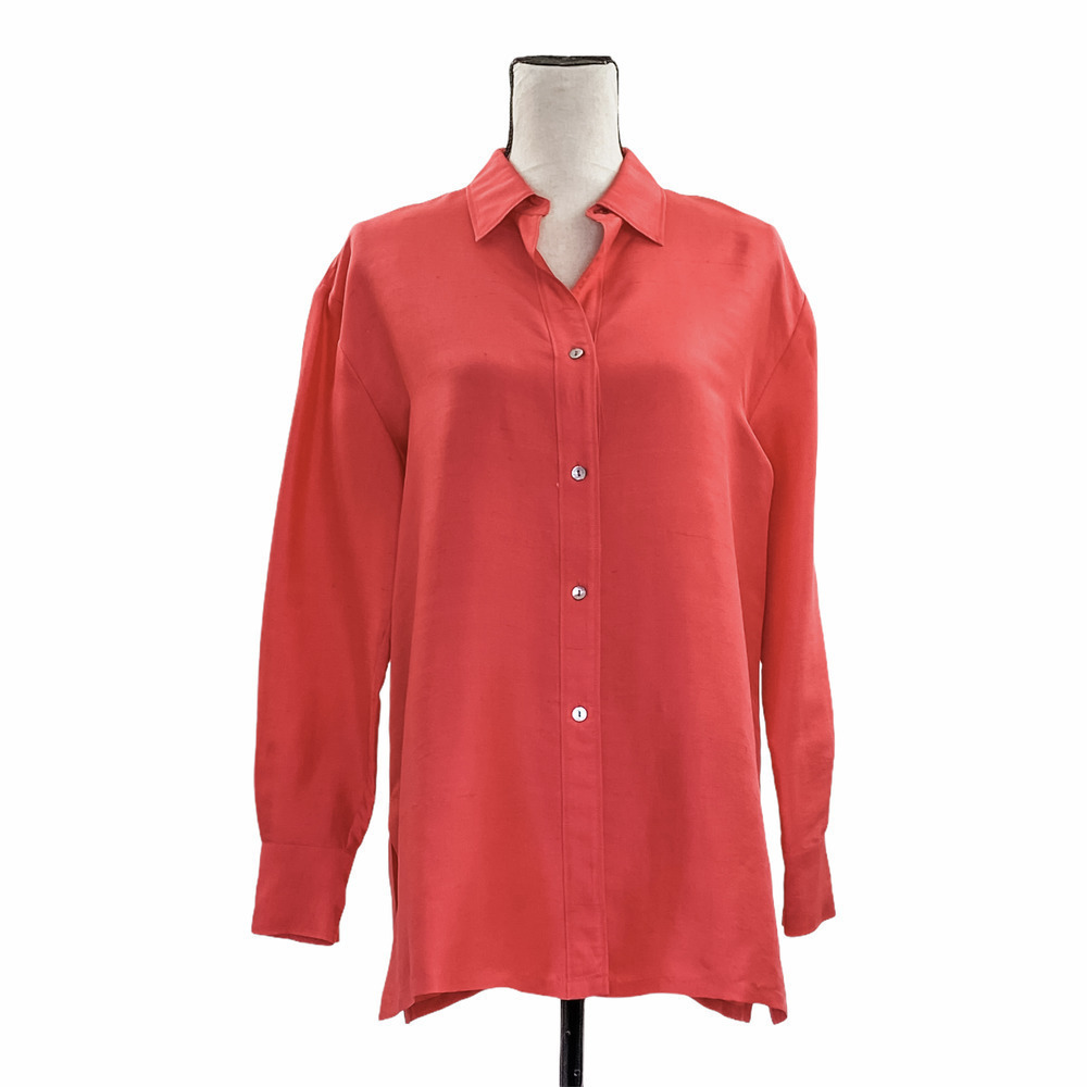 SUNNY Leigh Silk Coral Button Down Shirt Size 4